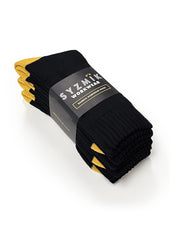Syzmik ZMSOCK3 Bamboo Work Socks (3 Pack) in Black/Yellow