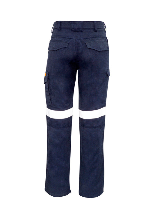 Syzmik ZP521S Mens Orange Flame Taped Cargo Pant (Stout) in Navy - back view