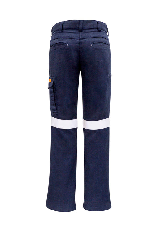 Syzmik ZP522 Womens Orange Flame Taped Cargo Pant in Navy - back view