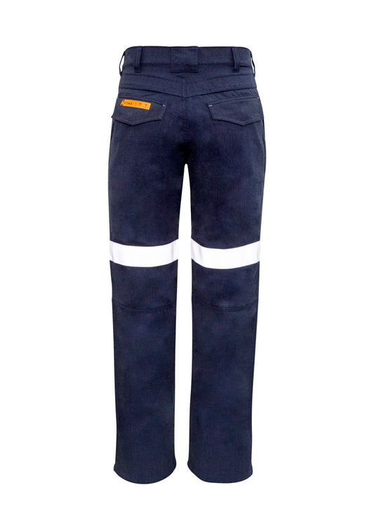 Syzmik ZP523 Mens Orange Flame Traditional Style Taped Work Pant in Navy - back view