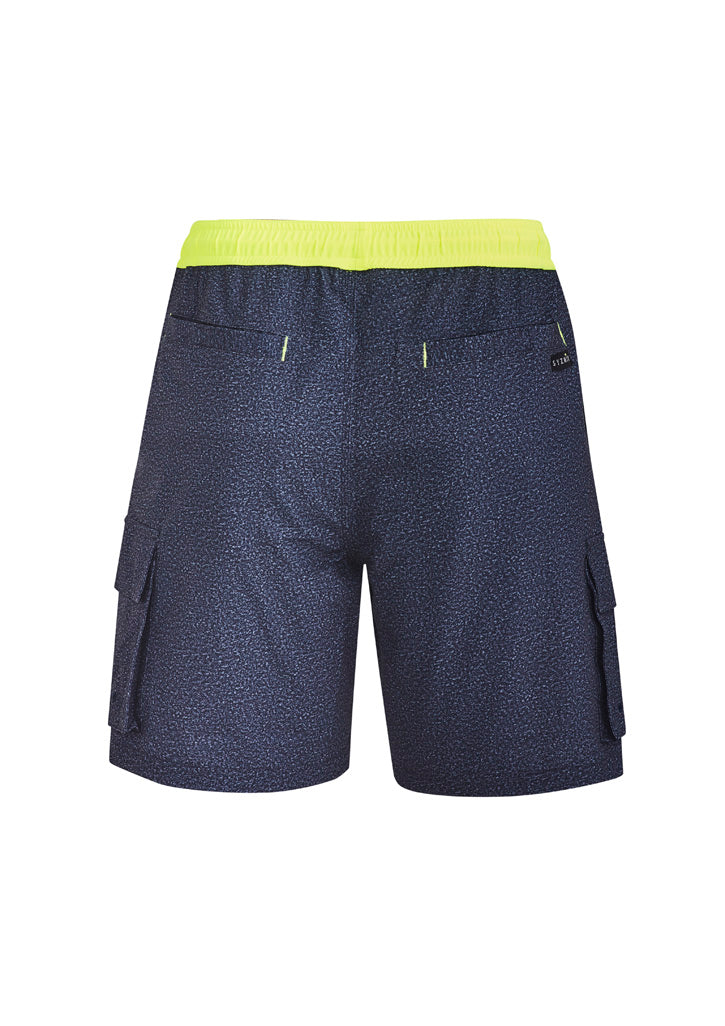 Syzmik ZS240 Mens Streetworx Board Short in Navy Marle - back view