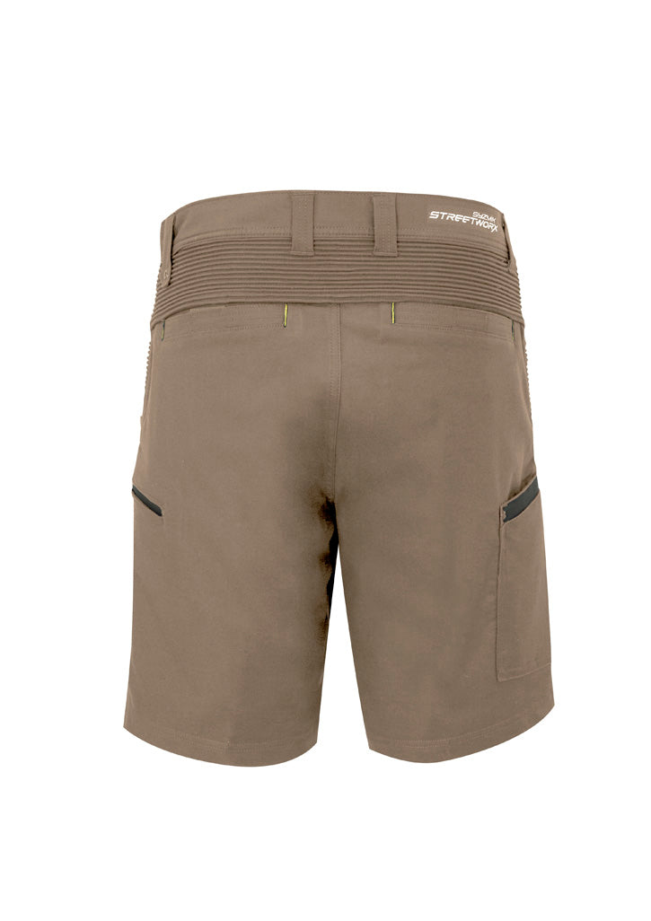 Syzmik ZS340 Mens Streetworx Stretch Short in Khaki - back view