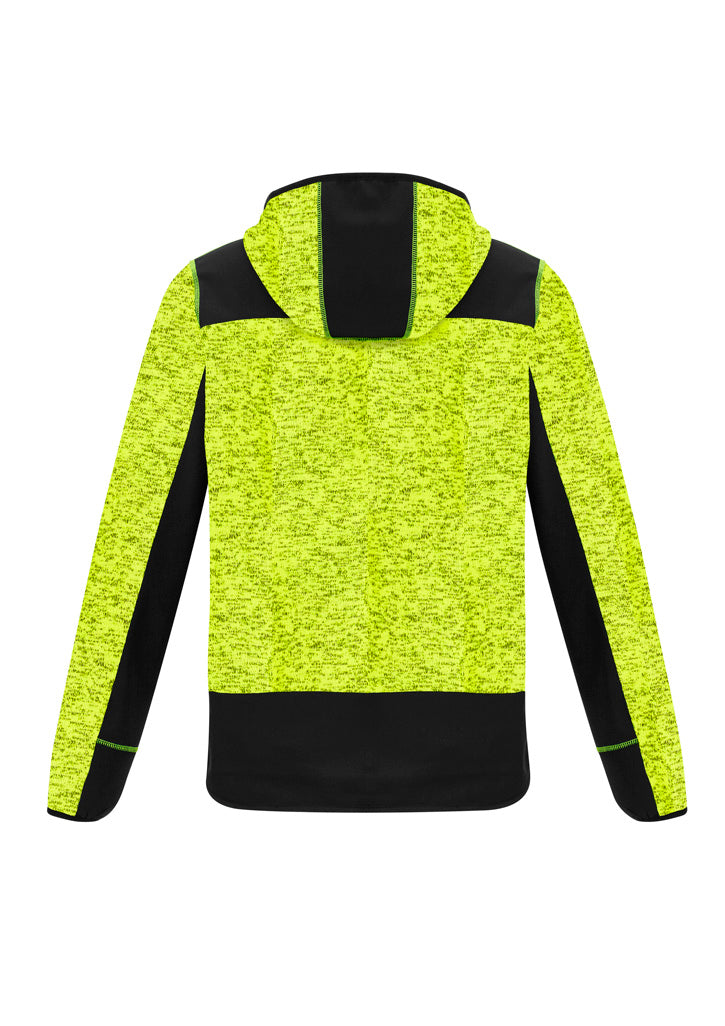 Syzmik ZT360 Unisex Streetworx Reinforced Knit Hoodie in Fluoro Yellow - back view
