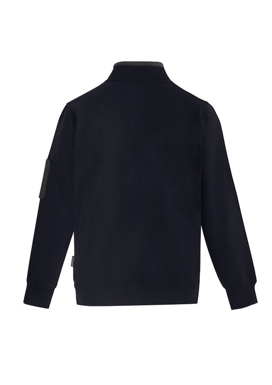 Syzmik ZT366 Unisex 1/4 Zip Brushed Fleece Pullover in Navy/Charcoal - back view