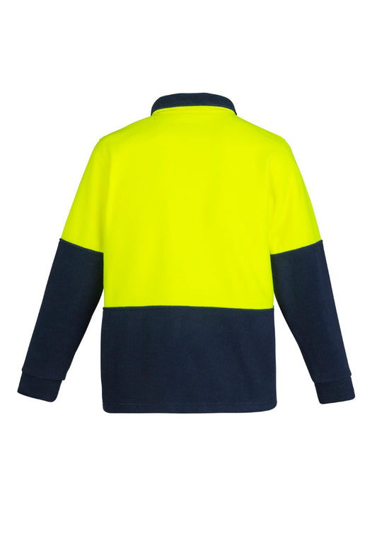 Syzmik ZT460 Unisex Hi Vis 1/2 Zip Polar Fleece Pullover in Yellow/Navy - back view