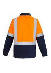 Syzmik ZT462 Unisex Hi Vis Polar Fleece Pullover - Shoulder Taped in Orange/Navy - back view