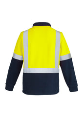 Syzmik ZT462 Unisex Hi Vis Polar Fleece Pullover - Shoulder Taped in Yellow/Navy - back view