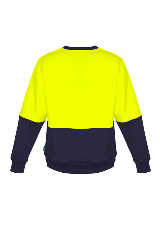 Syzmik ZT475 Unisex Hi Vis Crew Sweatshirt in Yellow - back view