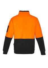 Syzmik ZT476 Unisex Hi Vis 1/2 Zip Pullover in Orange/Black - back view