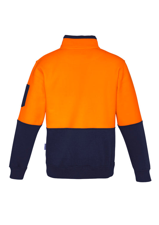 Syzmik ZT476 Unisex Hi Vis 1/2 Zip Pullover in Orange/Navy - back view