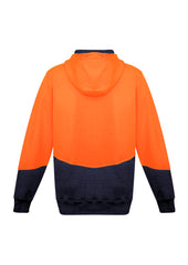 Syzmik ZT477 Unisex Hi Vis Textured Jacquard Hoodie in Orange/Navy - back view