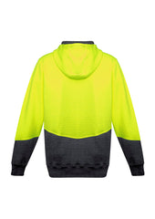 Syzmik ZT477 Unisex Hi Vis Textured Jacquard Hoodie in Yellow/Charcoal - back view