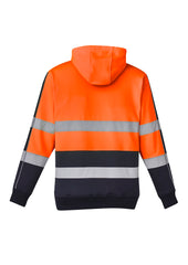 Syzmik ZT483 Unisex Hi Vis Stretch Taped Hoodie in Orange/Navy - back view
