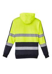 Syzmik ZT483 Unisex Hi Vis Stretch Taped Hoodie in Yellow/Navy - back view