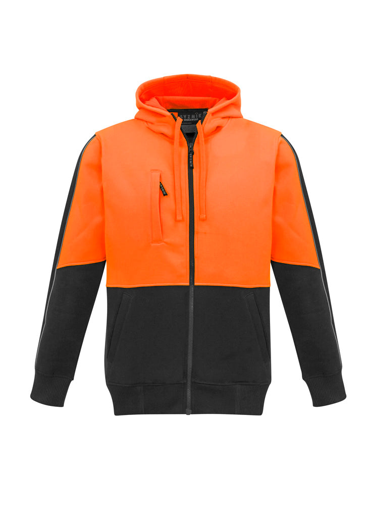 Syzmik ZT485 Unisex Hi Vis Full Zip Hoodie in Orange/Black