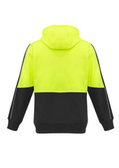 Syzmik ZT485 Unisex Hi Vis Full Zip Hoodie in Yellow/Black - back view