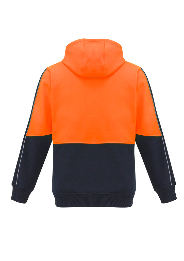 Syzmik ZT485 Unisex Hi Vis Full Zip Hoodie in Orange/Navy - back view