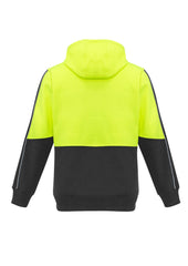 Syzmik ZT485 Unisex Hi Vis Full Zip Hoodie in Yellow/Charcoal - back view