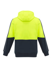 Syzmik ZT485 Unisex Hi Vis Full Zip Hoodie in Yellow/Navy - back view