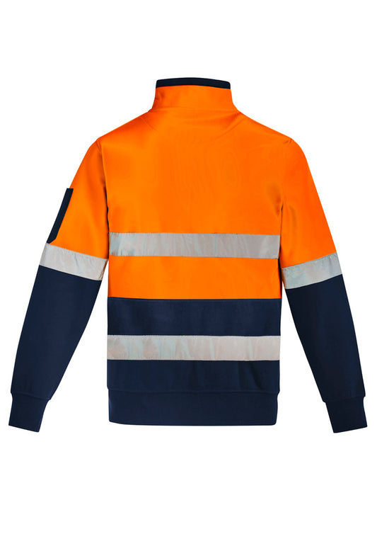 Syzmik ZT567 Unisex Hi Vis 1/4 Zip Pullover - Hoop Taped in Orange/Navy - back view