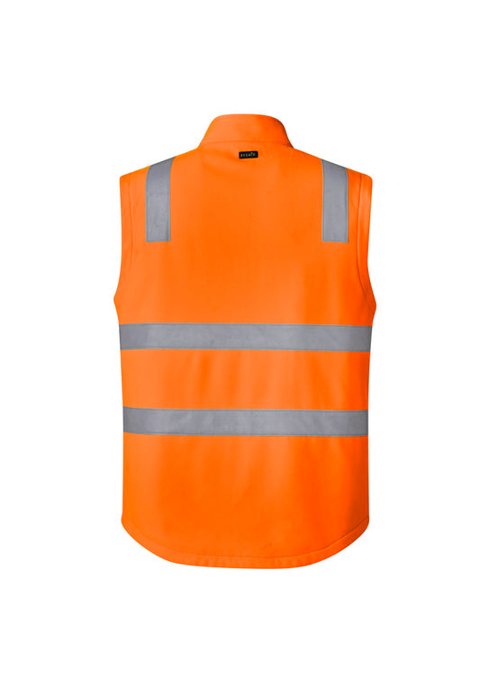Syzmik ZV426 Unisex Hi Vis Softshell Vest in Orange/Navy - back view
