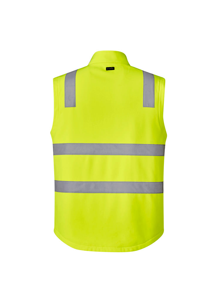 Syzmik ZV426 Unisex Hi Vis Softshell Vest in Yellow/Navy - back view