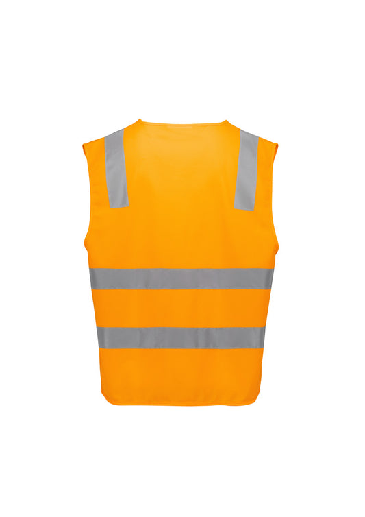 Syzmik ZV687 Unisex Hi Vis VIC Rail Zip Vest in VIC Rail Orange - back view