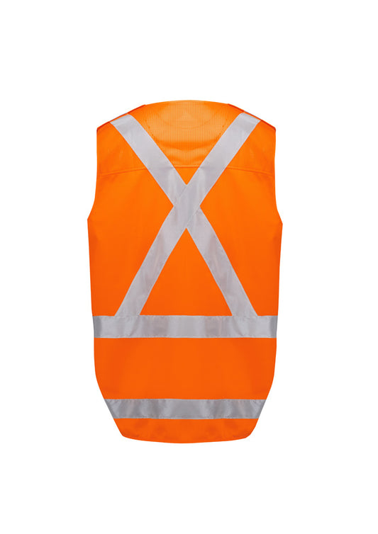 Syzmik ZV697 Unisex Hi Vis NSW Rail Vest in Orange - back view