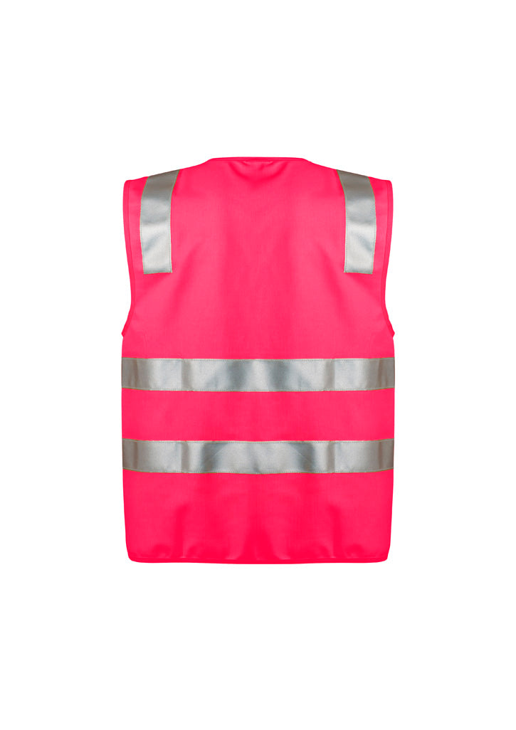 Syzmik ZV998 Unisex Hi Vis Zip Vest in Pink - back view