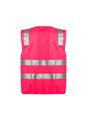 Syzmik ZV998 Unisex Hi Vis Zip Vest in Pink - back view