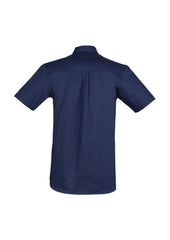 Syzmik ZW120 Mens Lightweight Tradie Short Sleeve Shirt in Blue - back view