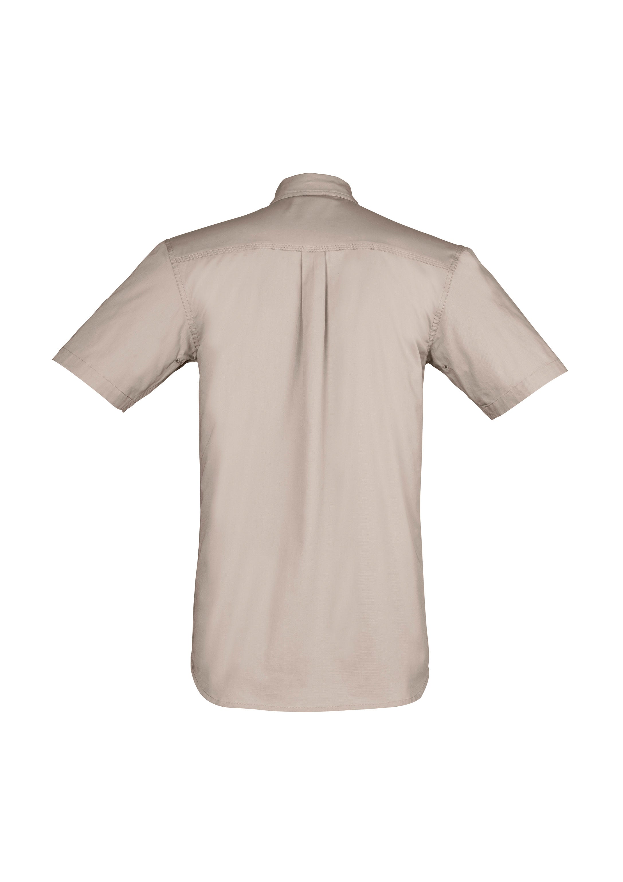 Syzmik ZW120 Mens Lightweight Tradie Short Sleeve Shirt in Sand - back view
