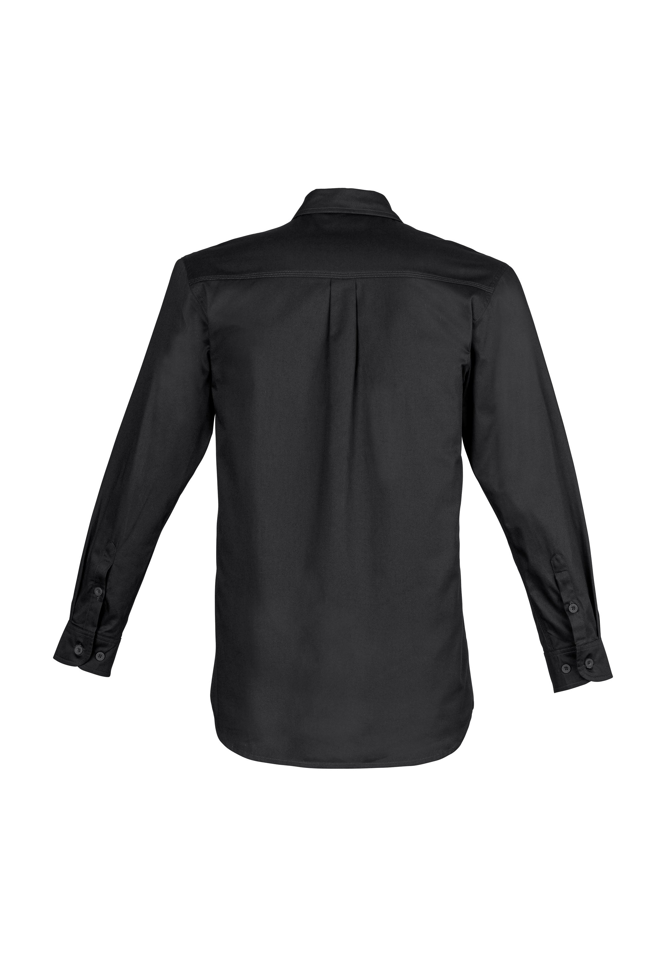 Syzmik ZW121 Mens Lightweight Tradie Long Sleeve Shirt in Black - back view
