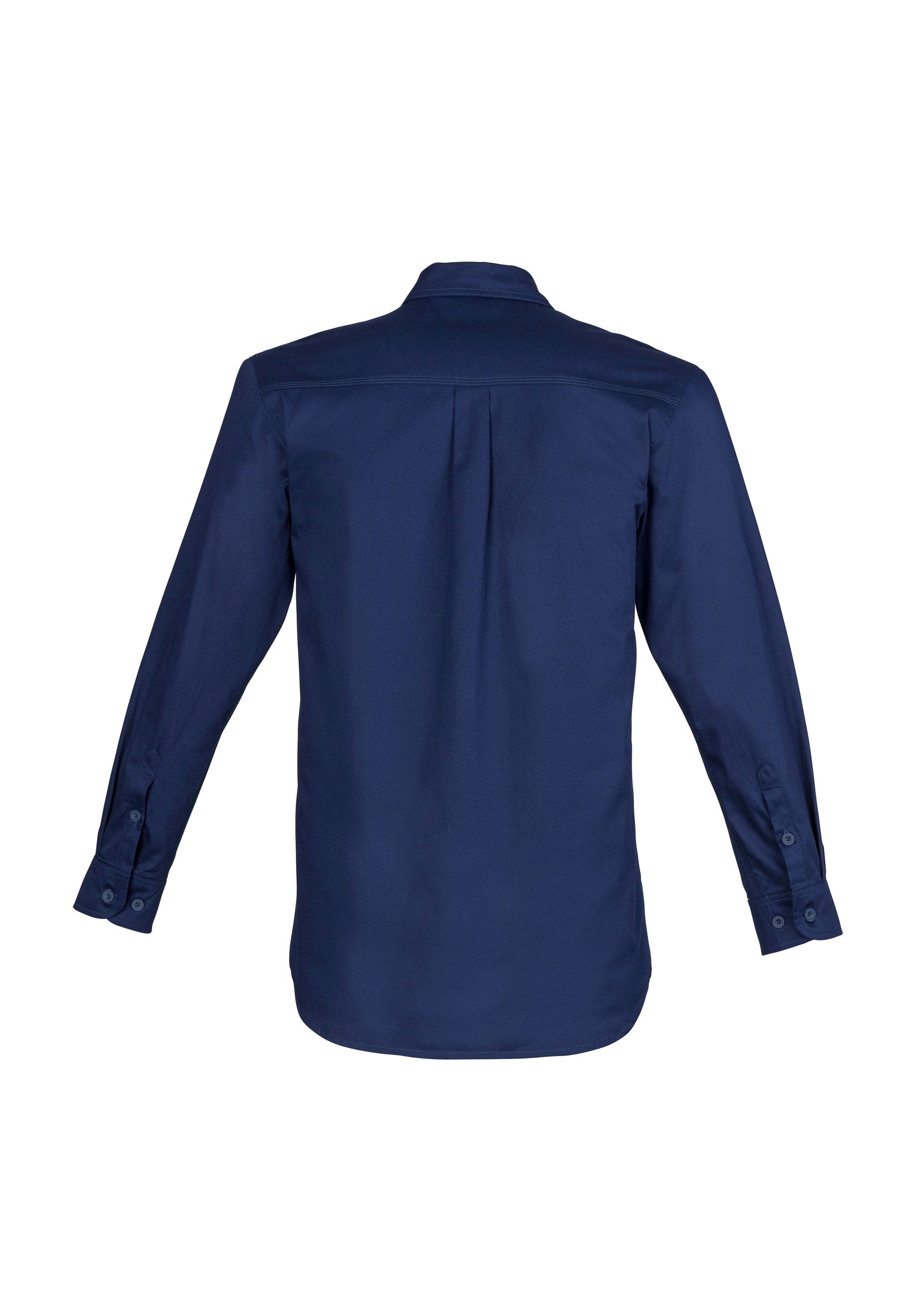 Syzmik ZW121 Mens Lightweight Tradie Long Sleeve Shirt in Blue - back view