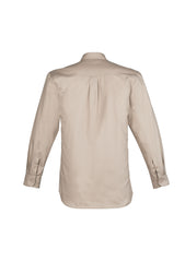 Syzmik ZW121 Mens Lightweight Tradie Long Sleeve Shirt in Sand - back view
