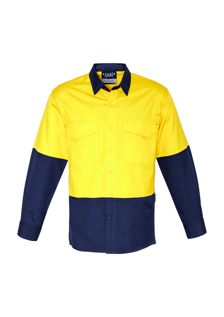 Mens Rugged Cooling Hi Vis Long Sleeve Shirt - ZW128 - syzmik-0