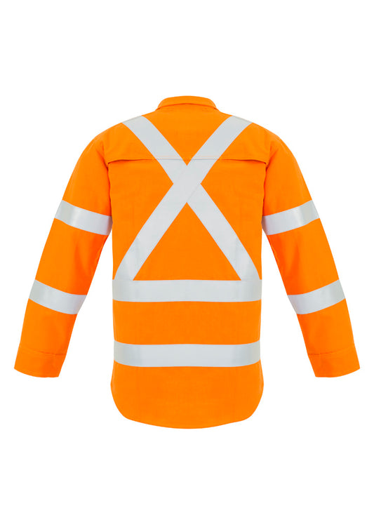 Syzmik ZW137 Mens Red Flame Hi Vis X Back Shirt in Orange - back view
