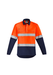 Mens Orange Flame Hi Vis Closed Front Shirt - Hoop Taped - ZW143 - syzmik-1