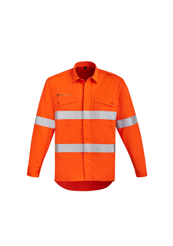 Mens Orange Flame Hi Vis Open Front Shirt - Hoop Taped - ZW145 - syzmik-0