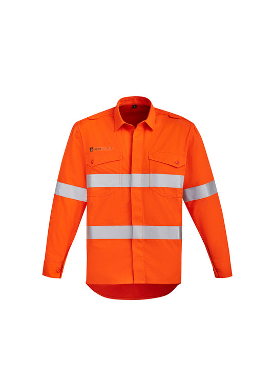 Mens Orange Flame Hi Vis Open Front Shirt - Hoop Taped - ZW145 - syzmik-0