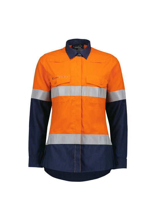 Womens Orange Flame Lightweight Ripstop Taped Shirt - ZW170 - syzmik-0