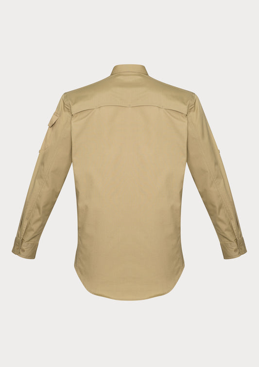 Syzmik ZW400 Mens Rugged Cooling Long Sleeve Shirt in Khaki - back view