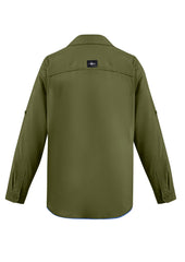 Syzmik ZW460 Mens Outdoor Long Sleeve Shirt in Army - back view