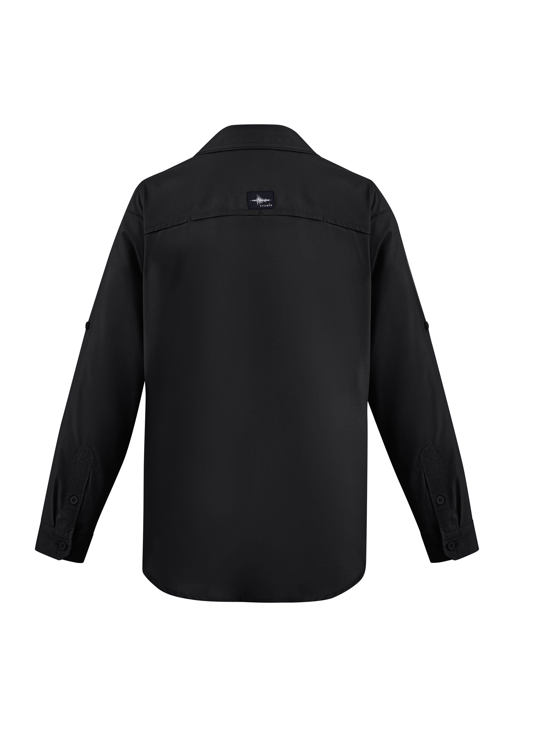 Syzmik ZW460 Mens Outdoor Long Sleeve Shirt in Black - back view