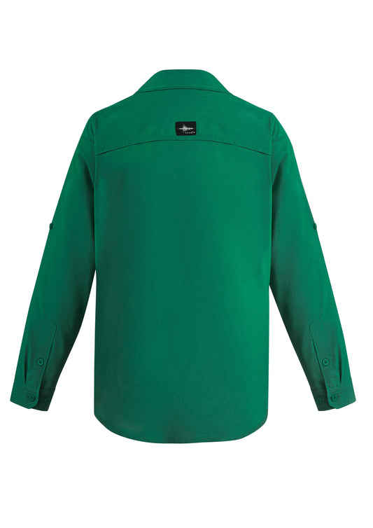 Syzmik ZW460 Mens Outdoor Long Sleeve Shirt in Green - back view
