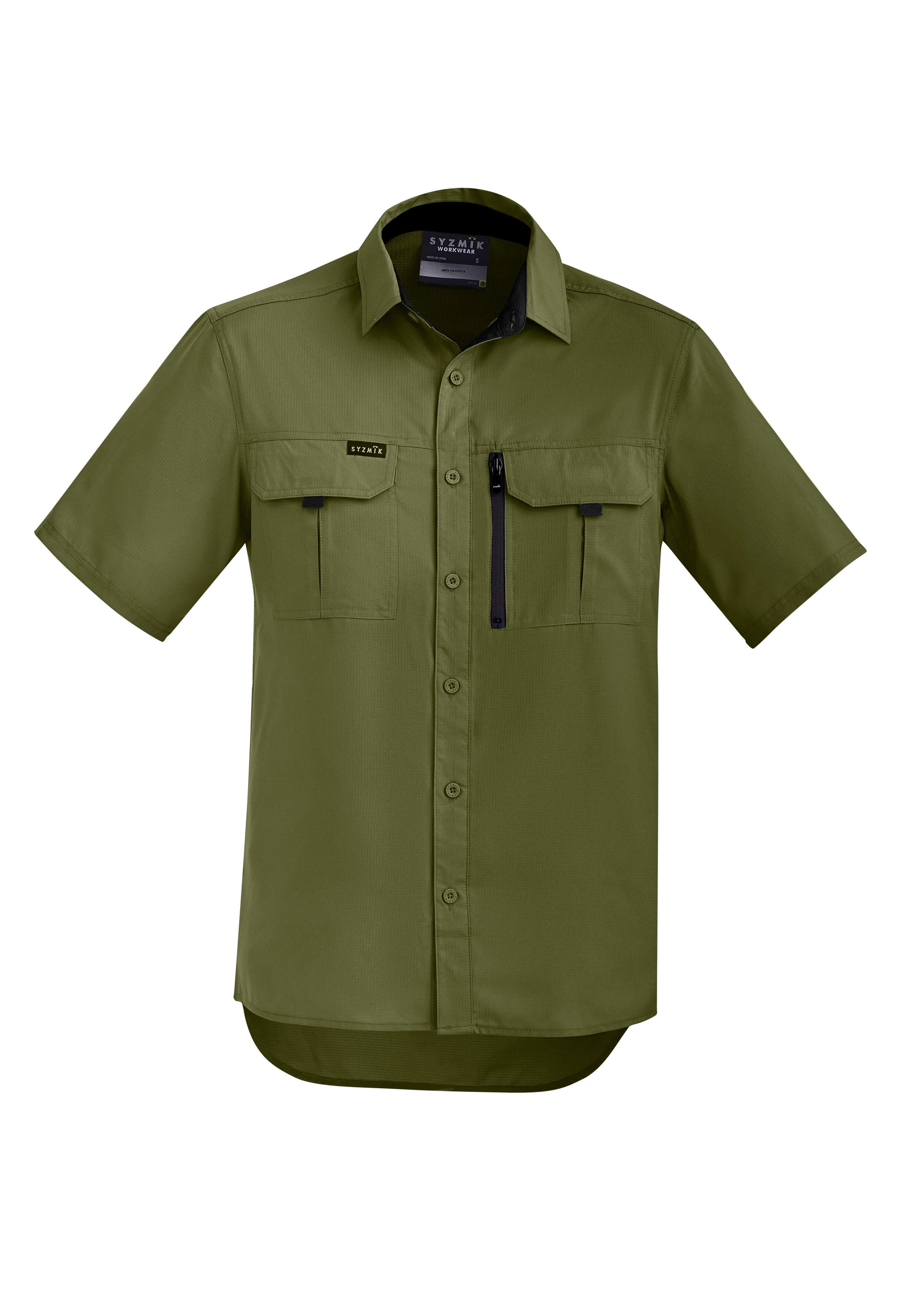 Syzmik ZW465 Mens Outdoor Short Sleeve Shirt in Army