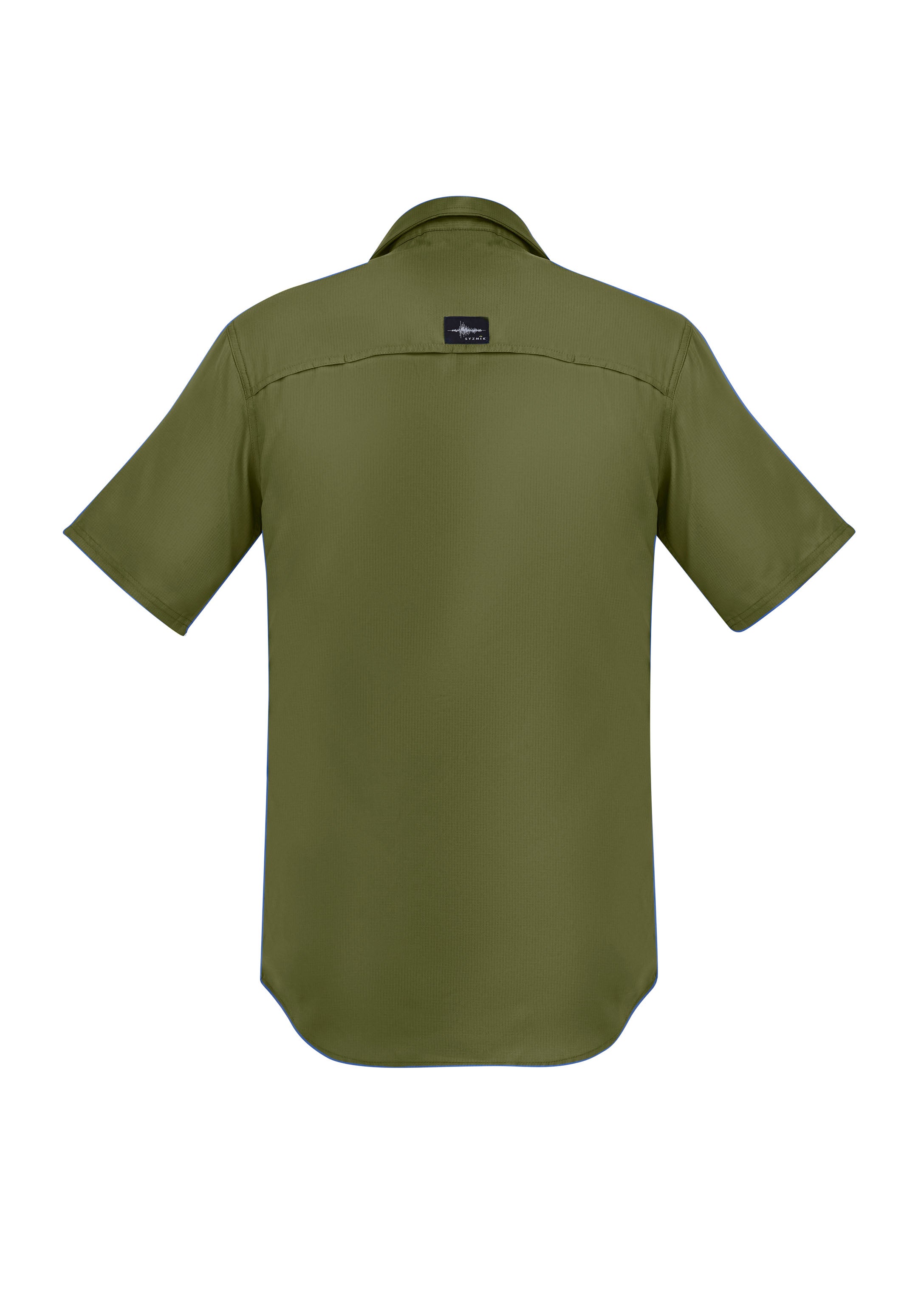 Syzmik ZW465 Mens Outdoor Short Sleeve Shirt in Army - back view
