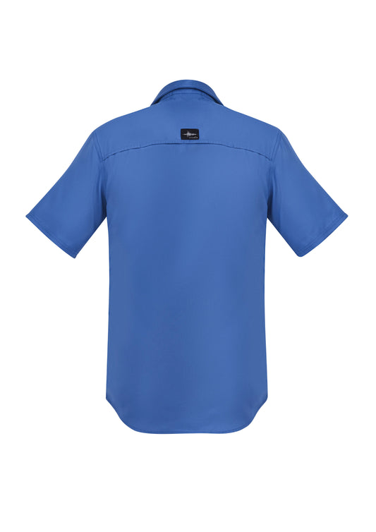 Syzmik ZW465 Mens Outdoor Short Sleeve Shirt in Blue - back view
