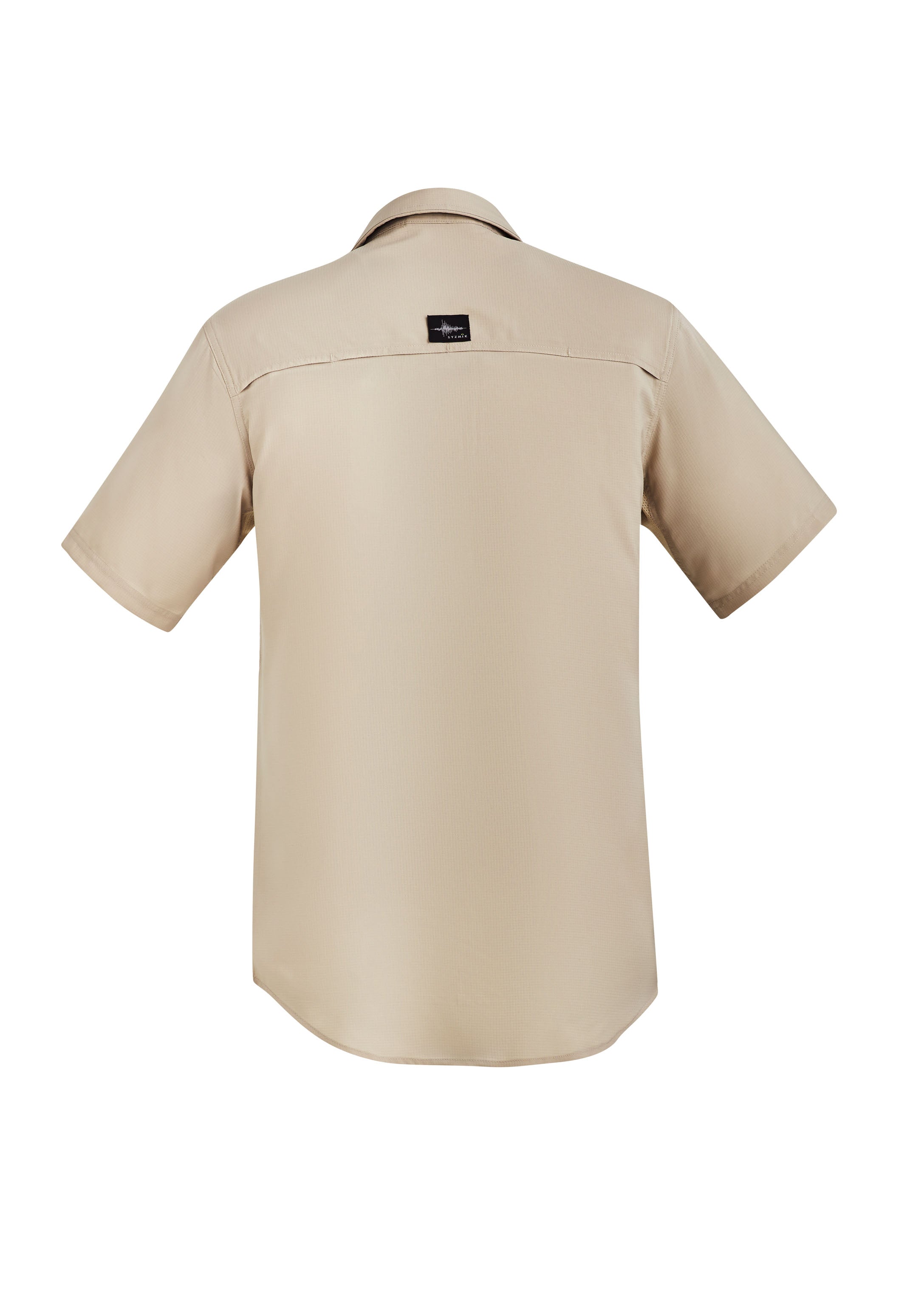 Syzmik ZW465 Mens Outdoor Short Sleeve Shirt in Sand - back view