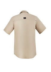 Syzmik ZW465 Mens Outdoor Short Sleeve Shirt in Sand - back view